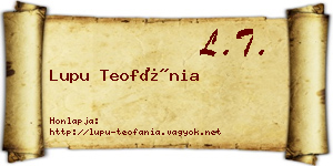 Lupu Teofánia névjegykártya